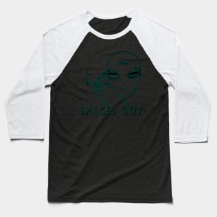 Spaced Out Alien Smoking green Baseball T-Shirt